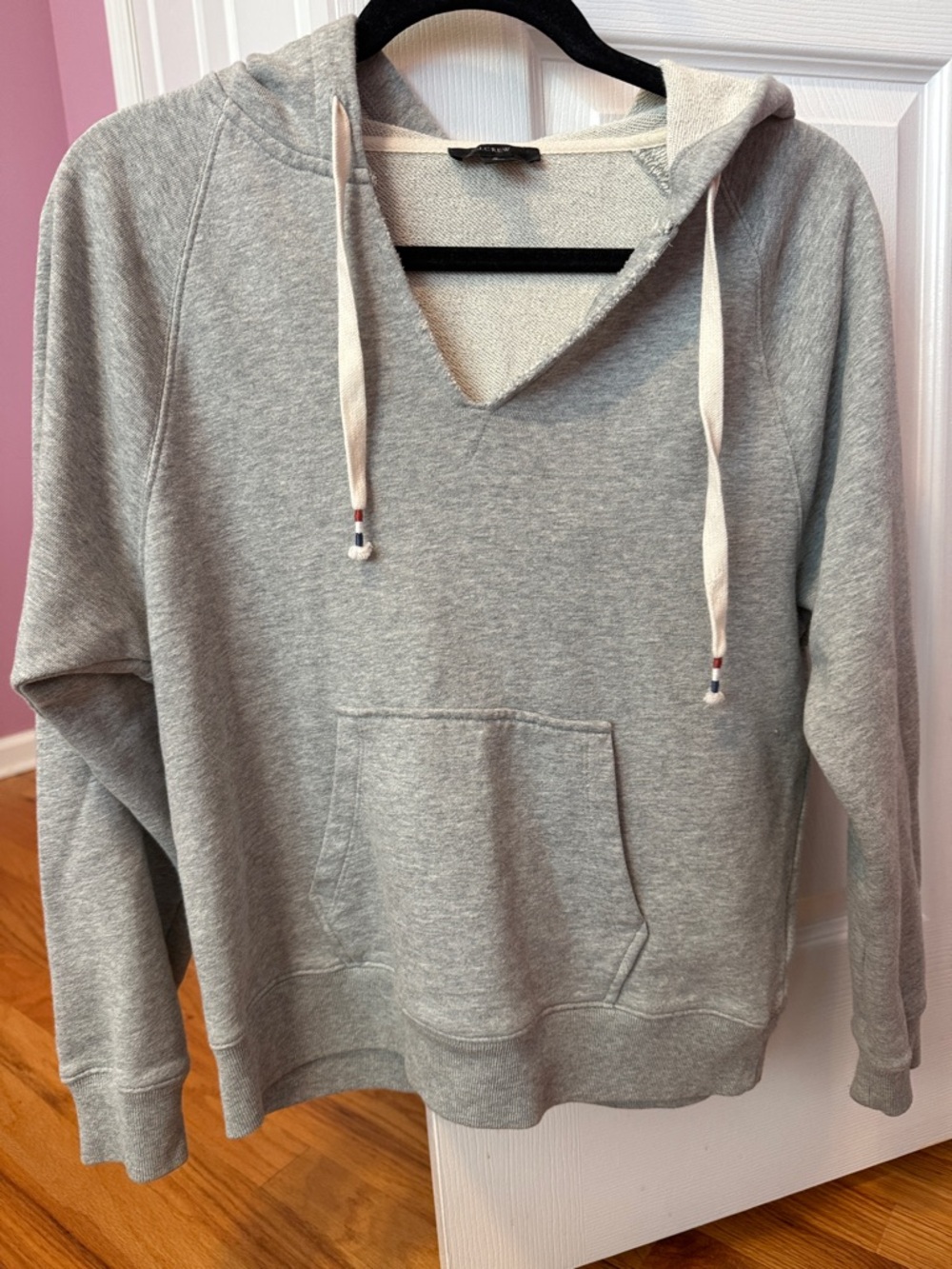 J. Crew Light Gray V-Neck Hoodie Sweatshirt
